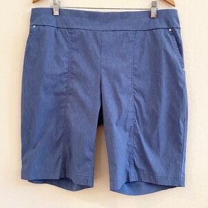 Zenergy‎ by Chicos Blue Pull On Bermuda Shorts Women Size 2.5 Knee Length